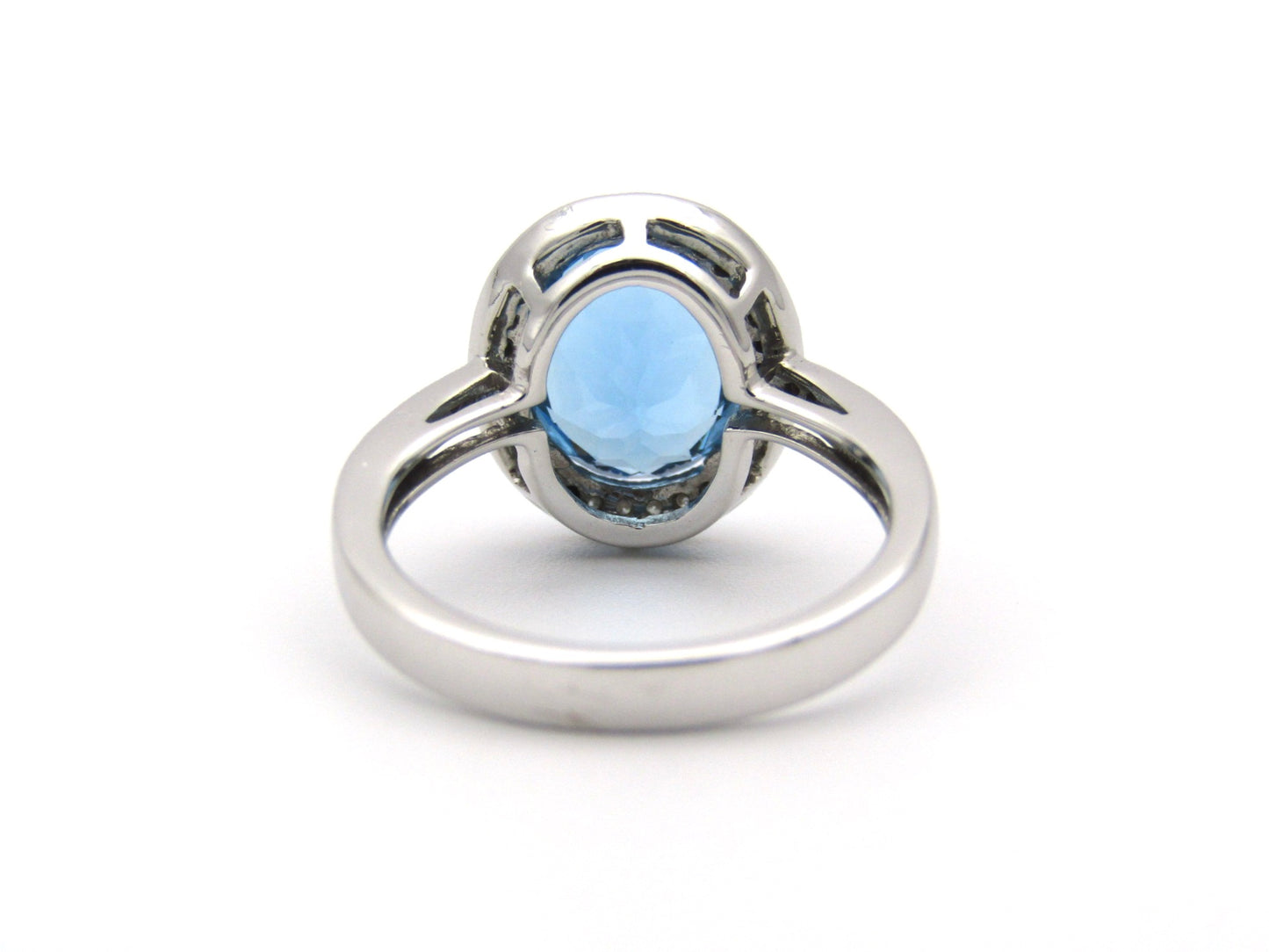 14K gold blue topaz and diamond ring.