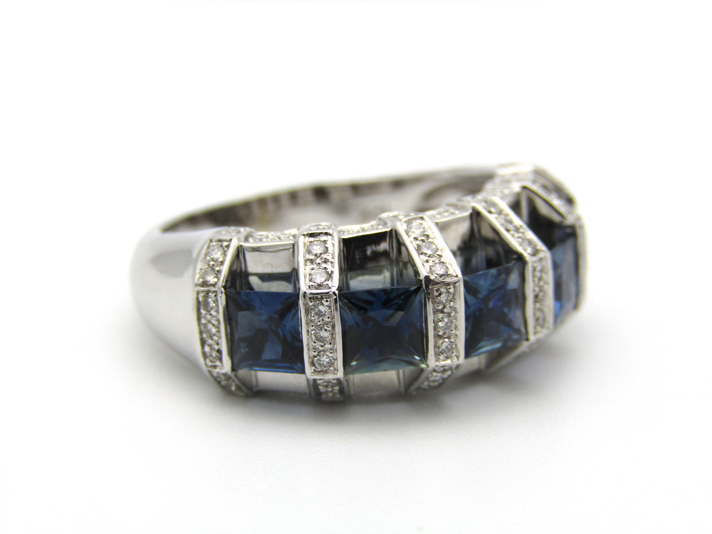 18K gold sapphire and diamond ring.