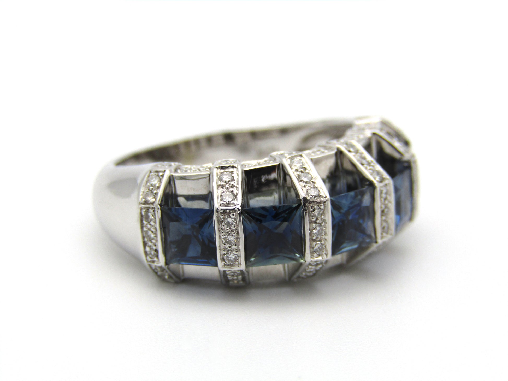 18K gold sapphire and diamond ring.