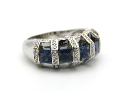 18K gold sapphire and diamond ring.