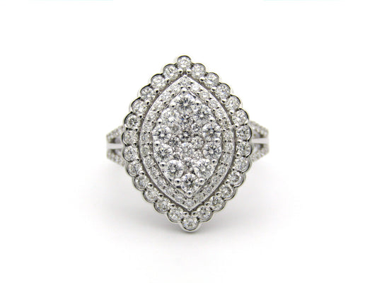 18K gold diamond cluster ring.