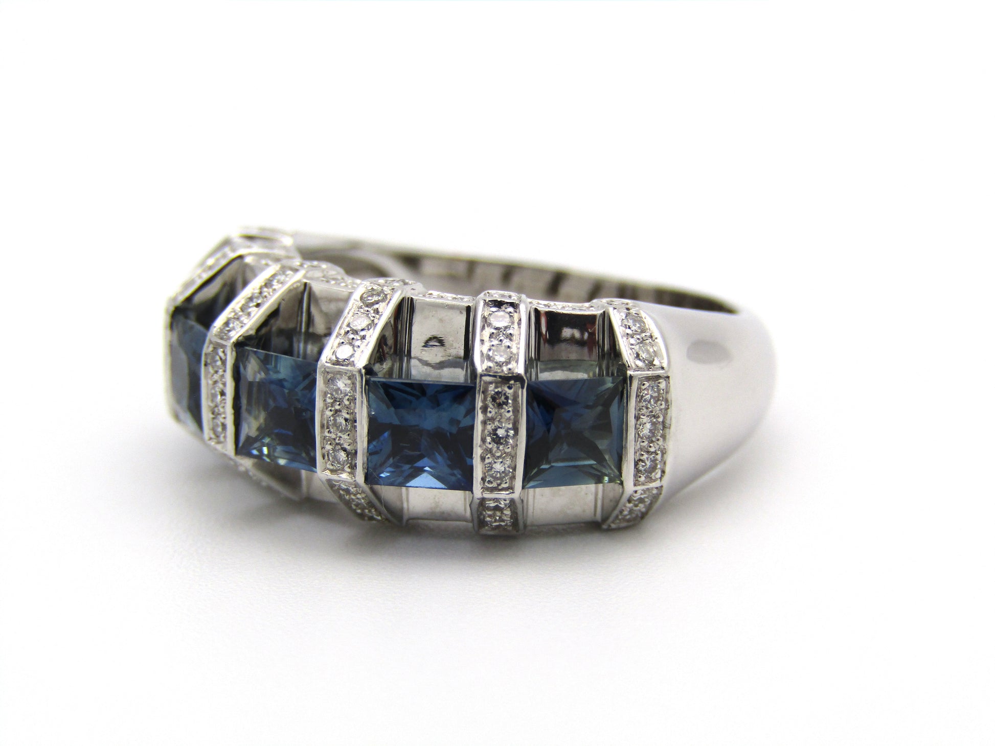 18K gold sapphire and diamond ring.