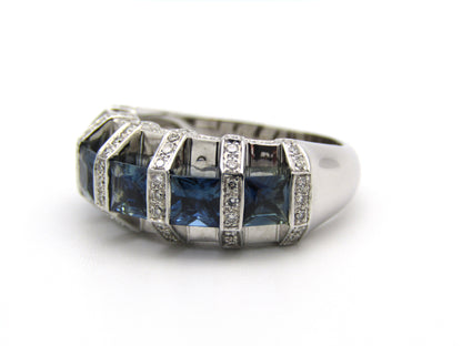 18K gold sapphire and diamond ring.
