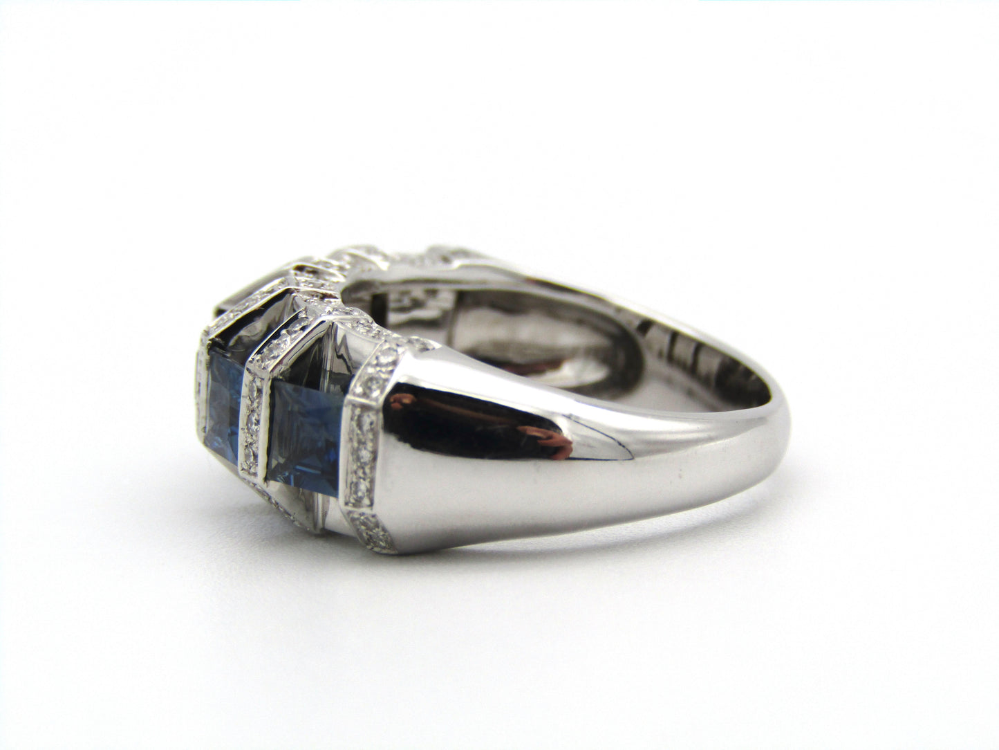 18K gold sapphire and diamond ring.