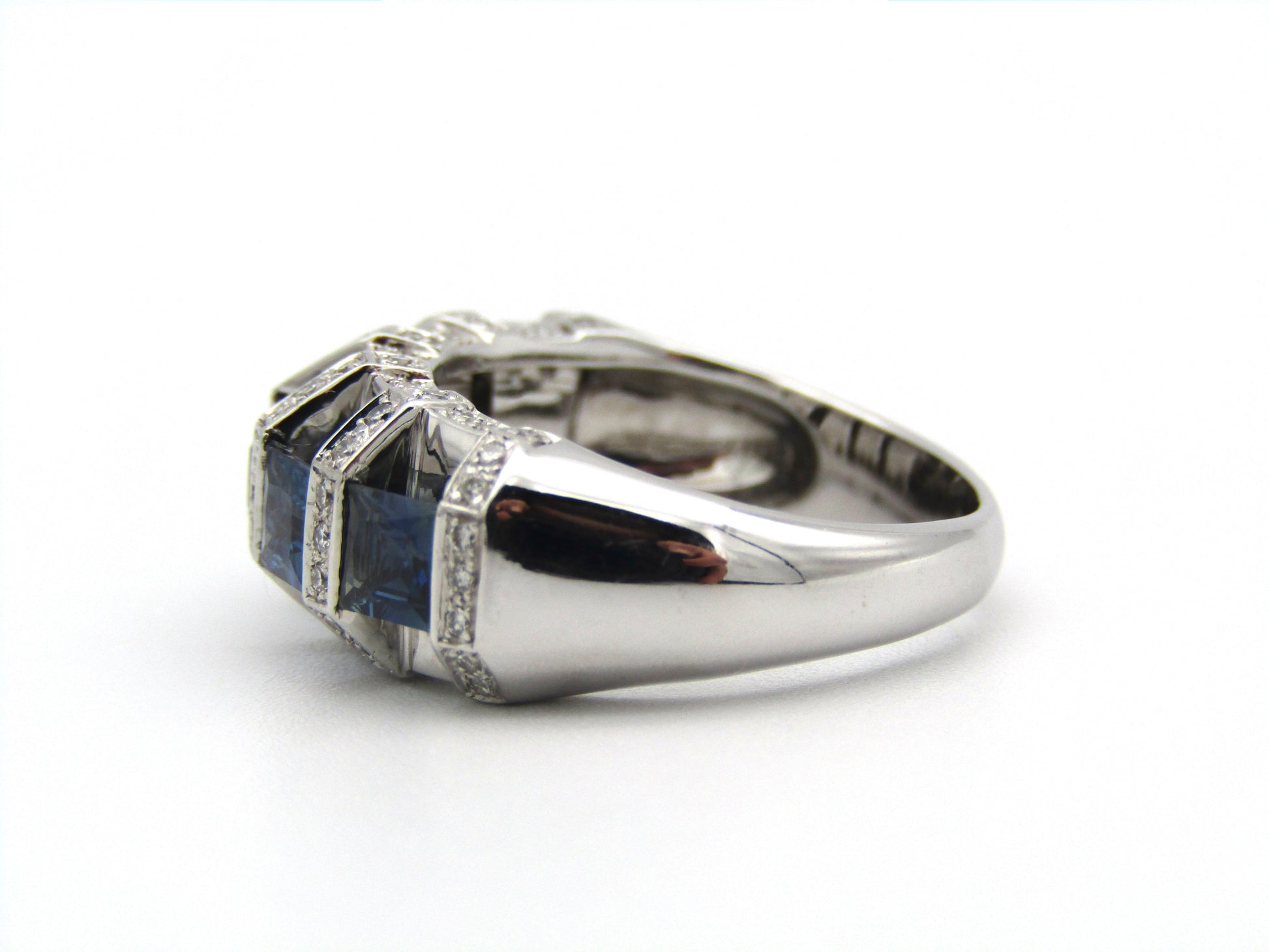 18K gold sapphire and diamond ring.