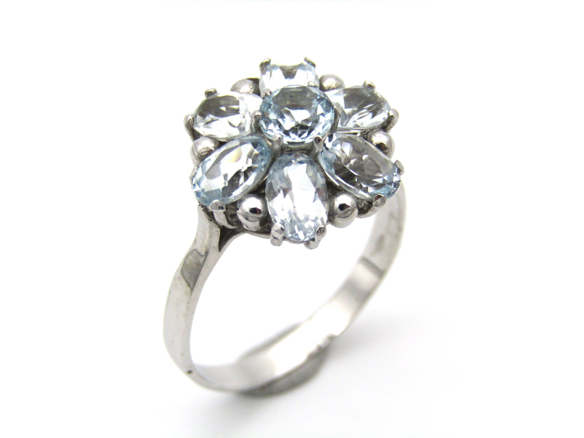 18K gold blue topaz ring.