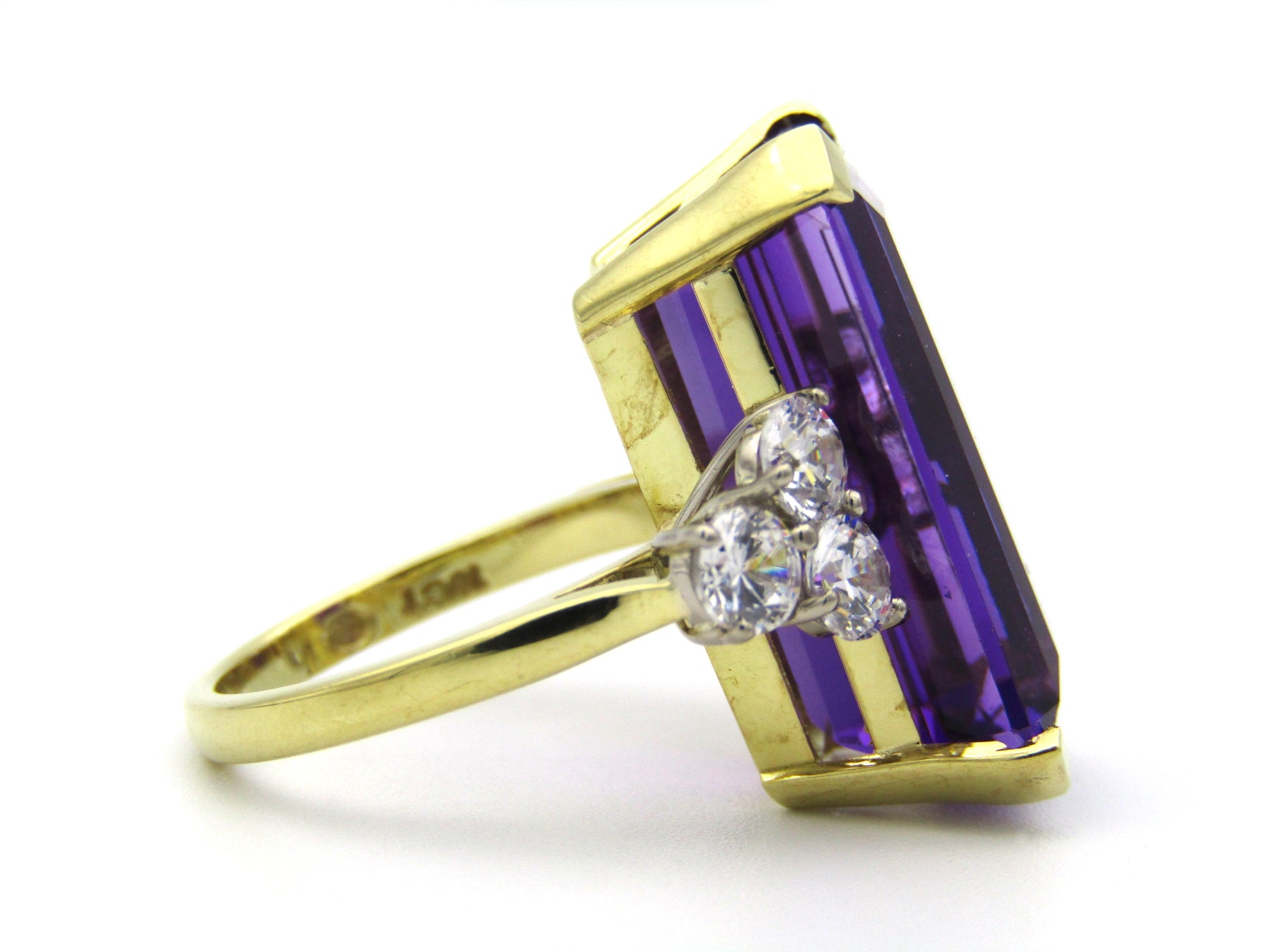 18K gold amethyst and CZ ring by AKAPO.