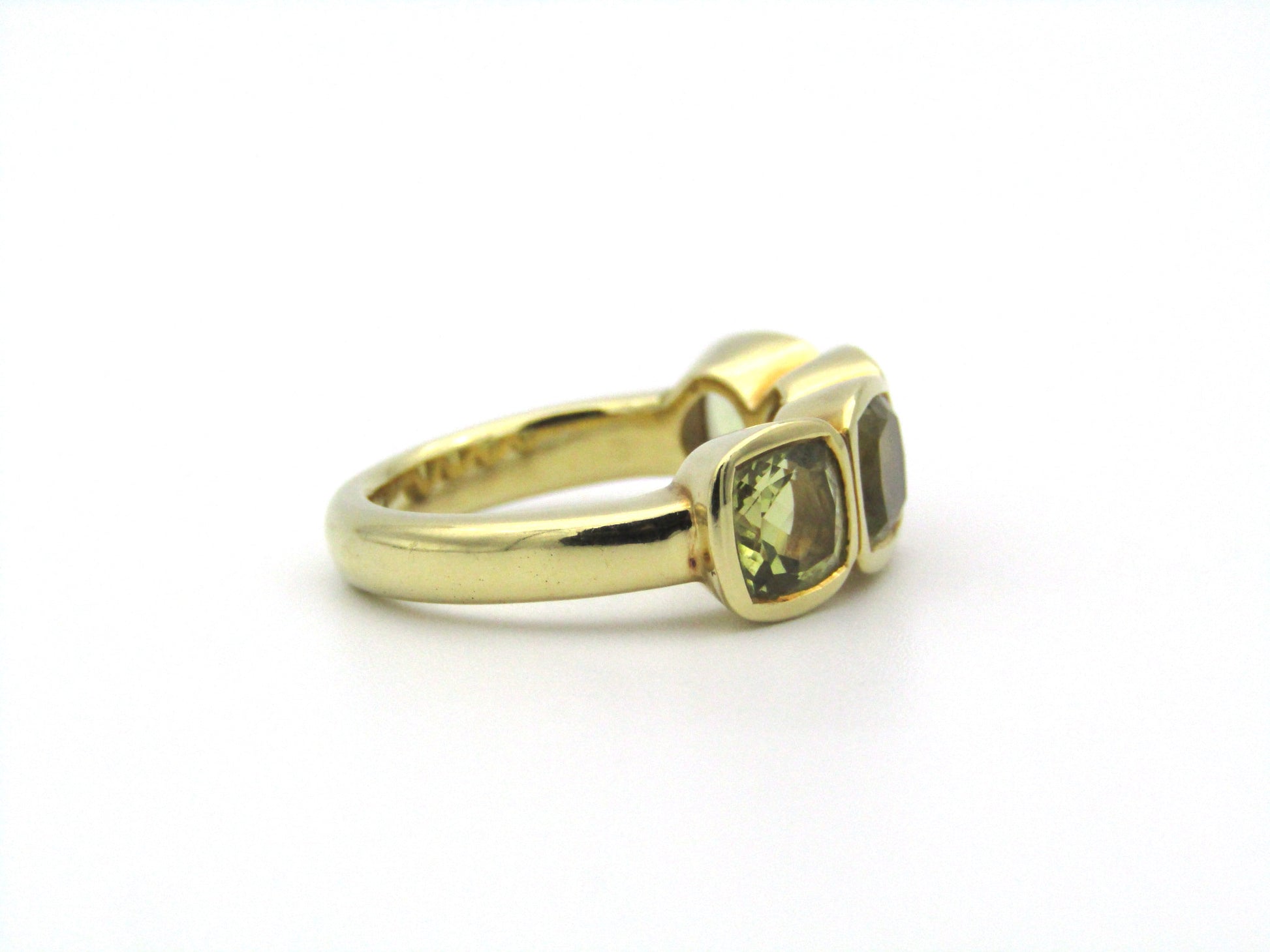 18K gold prasiolite ring.