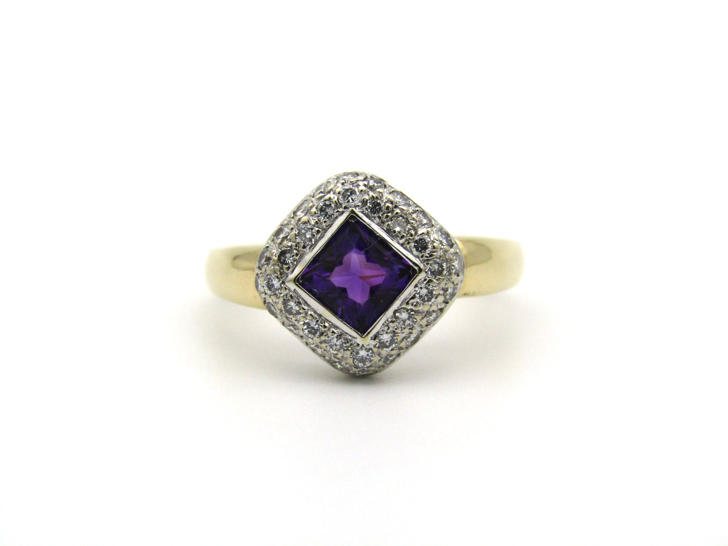 18K gold amethyst and diamond ring.