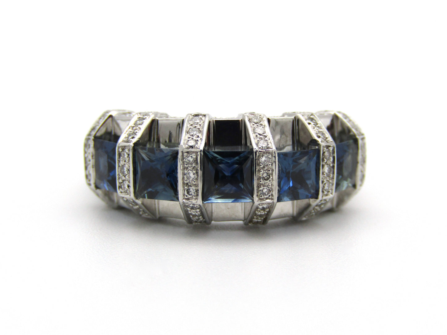18K gold sapphire and diamond ring.