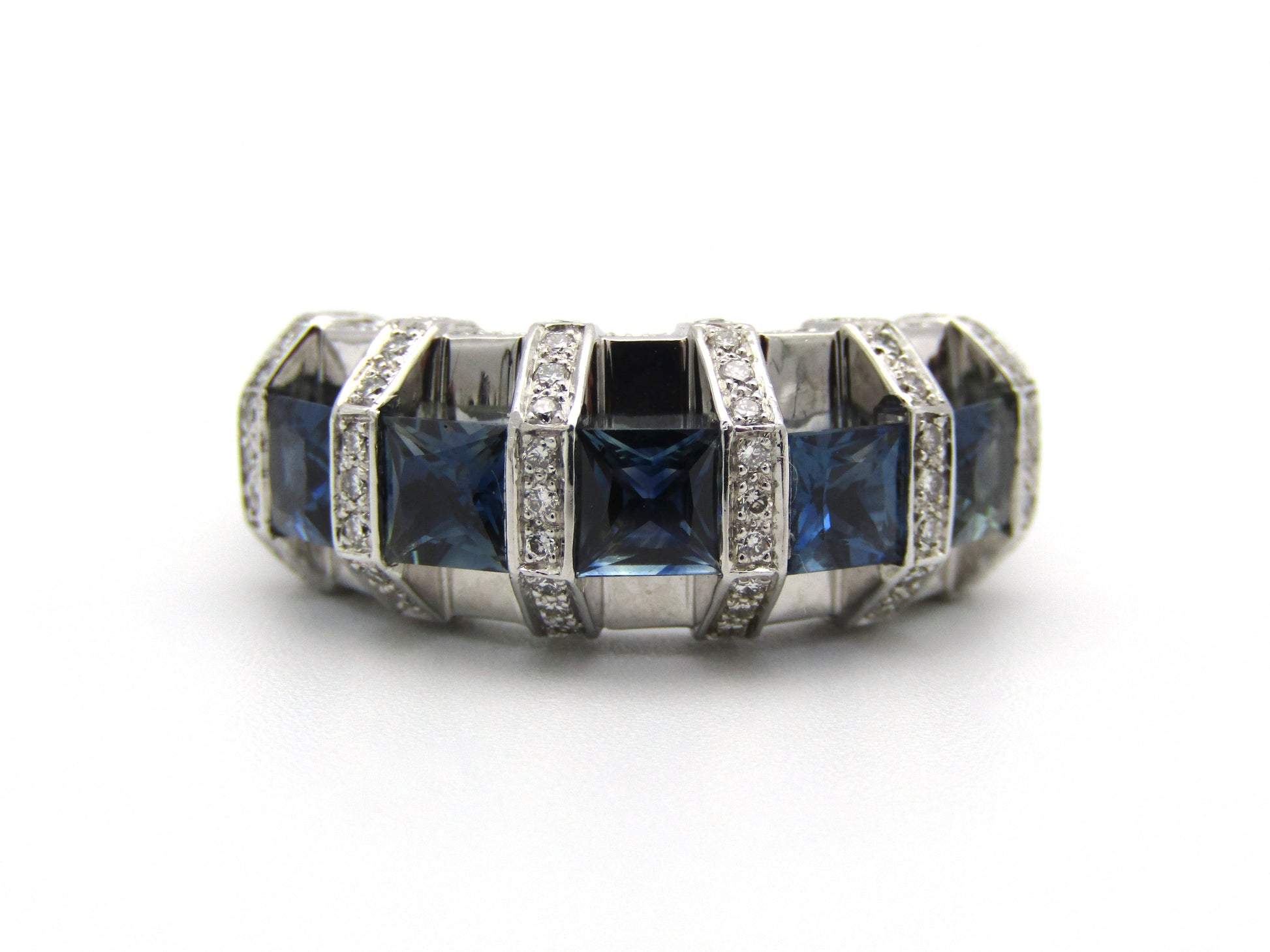 18K gold sapphire and diamond ring.