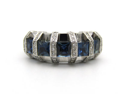 18K gold sapphire and diamond ring.