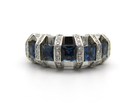 18K gold sapphire and diamond ring.