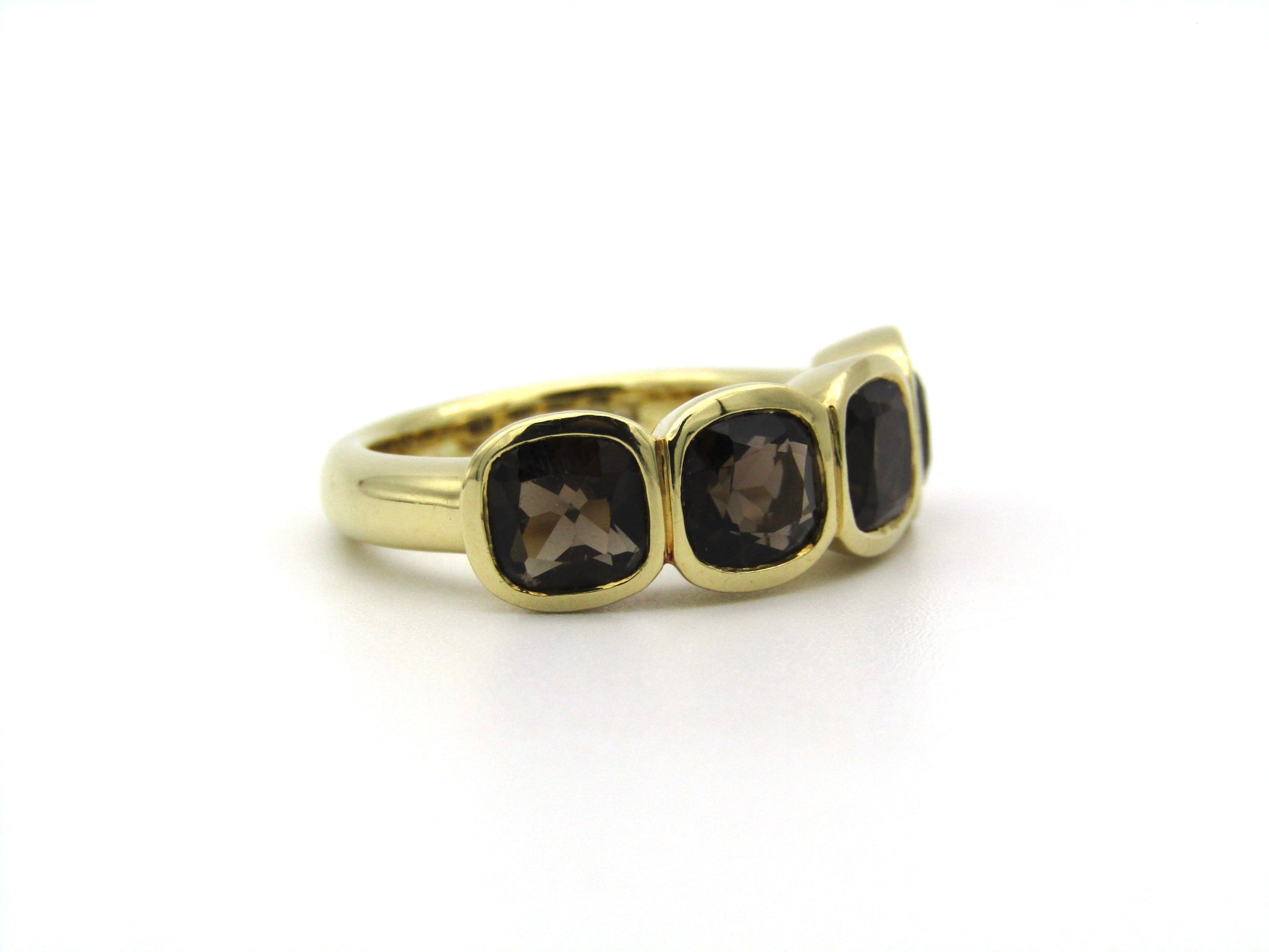18K gold smoky quartz ring.
