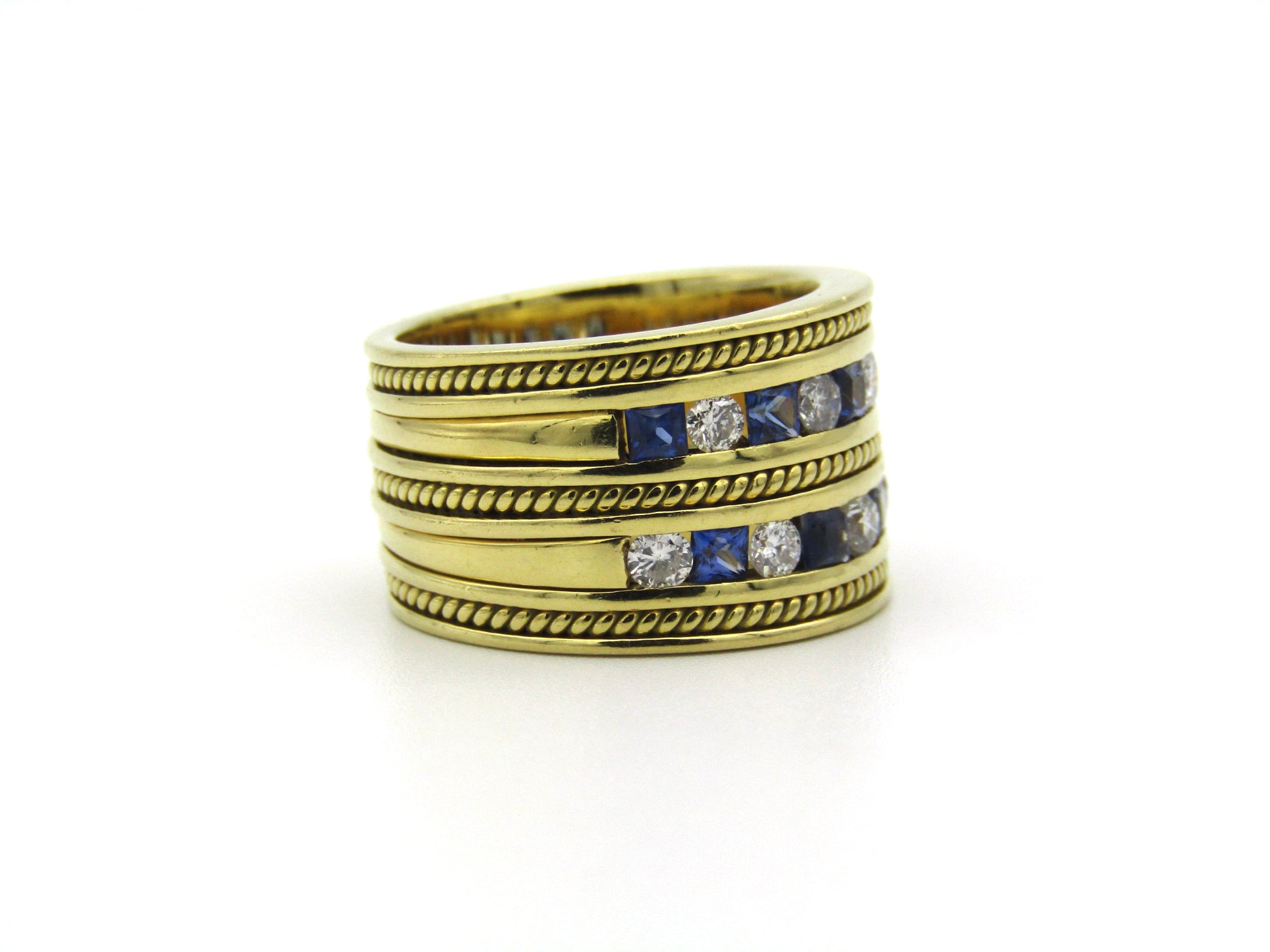 18K gold sapphire and diamond ring.