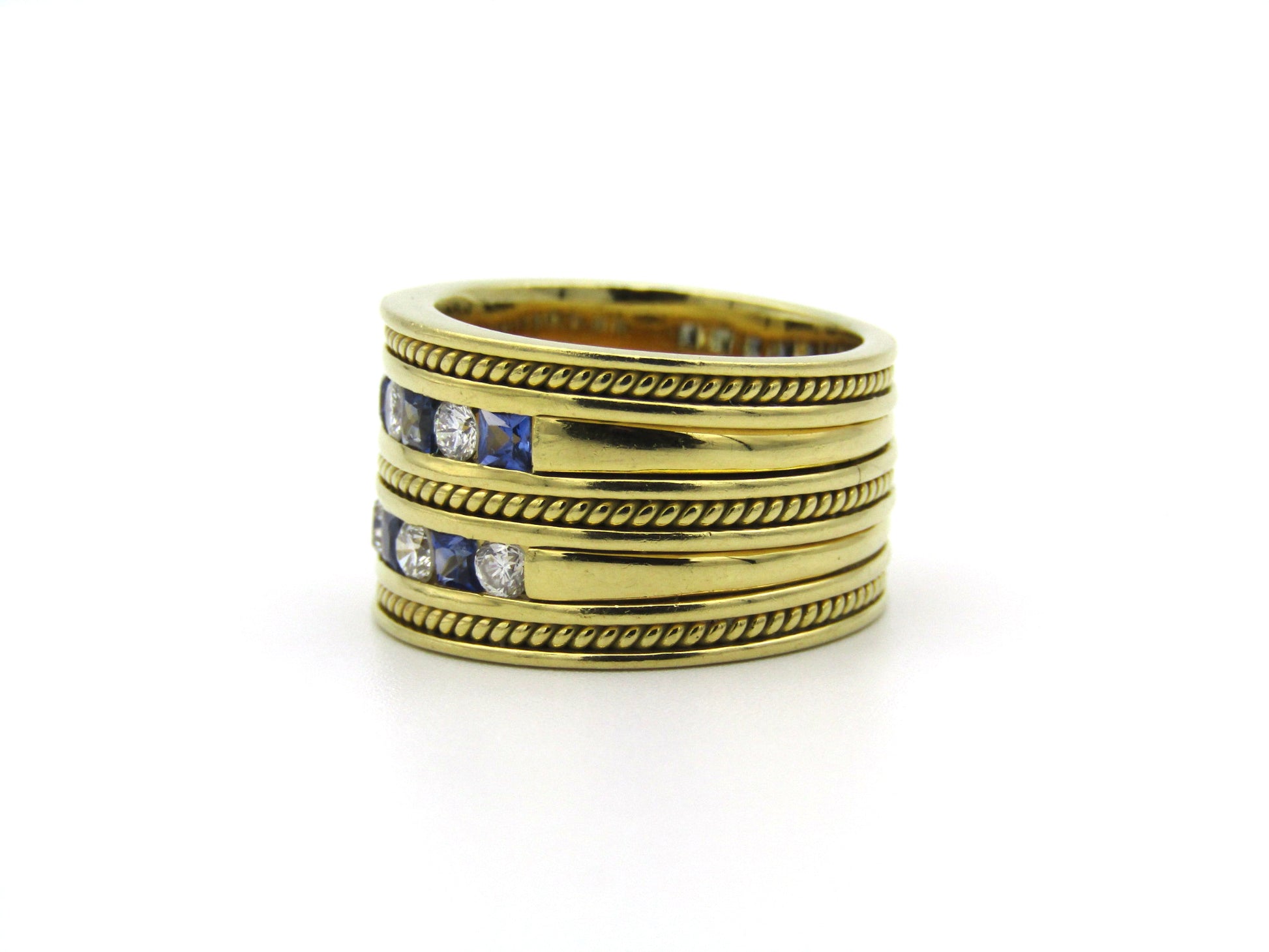 18K gold sapphire and diamond ring.