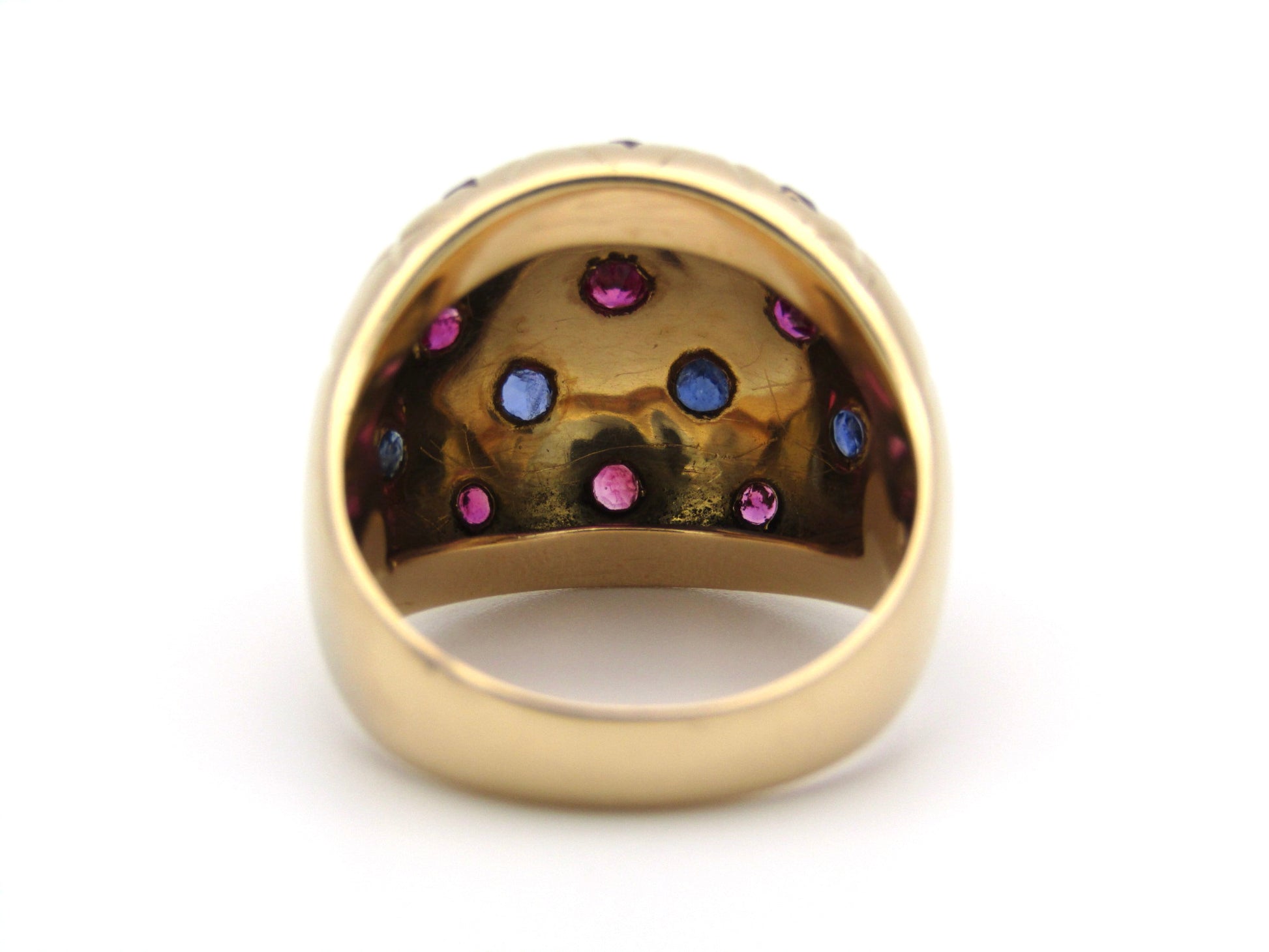 18K gold ruby and sapphire dome ring.