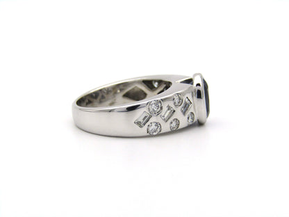 18K gold sapphire and diamond ring.