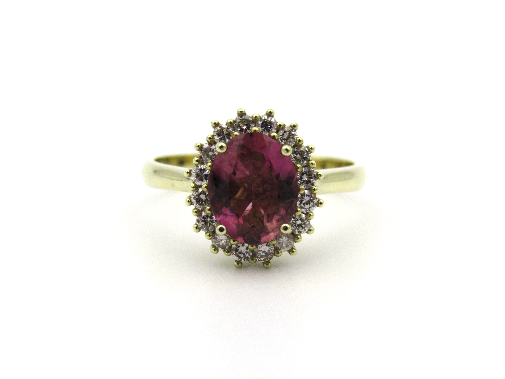 14K gold Pink Tourmaline and diamond ring.