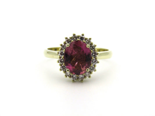 14K gold Pink Tourmaline and diamond ring.